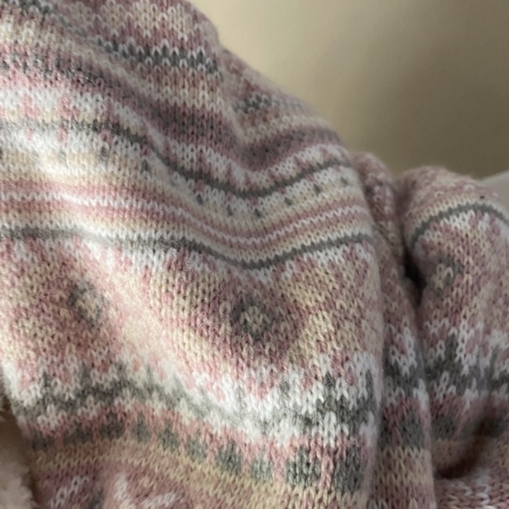 Anthropologie Pink Fair Isle Fleece Infinity Scarf - Picture 5 of 8